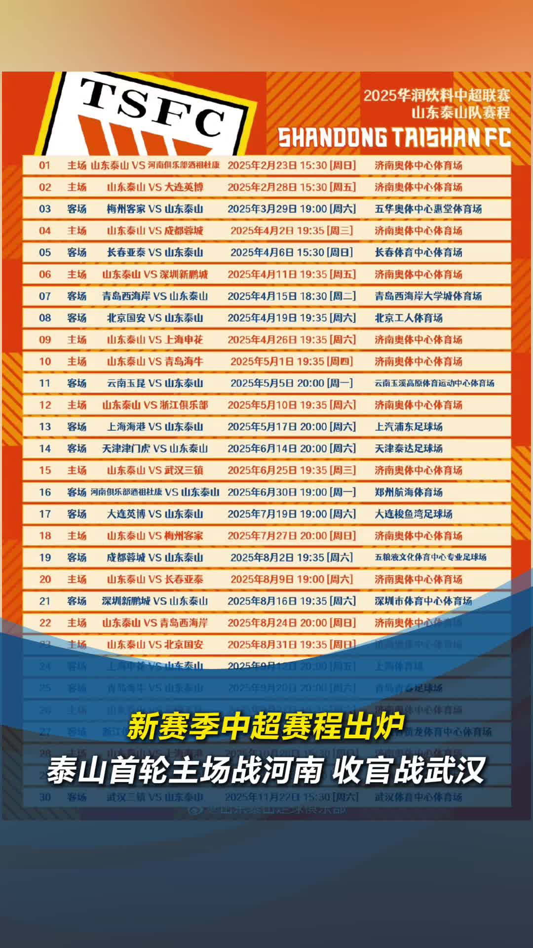 关于中国足球协会发布2022年新赛季中超联赛赛程的信息